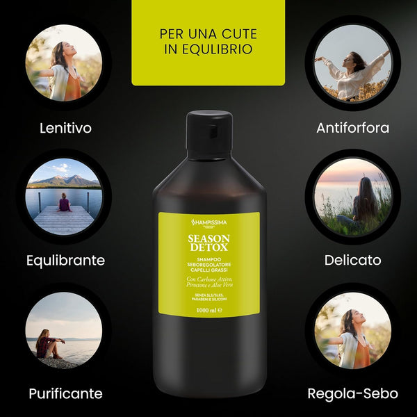 Shampoo Capelli Grassi Professionale, Seboregolatore & Purificante, Ideale per Cute Grassa, 1000ml