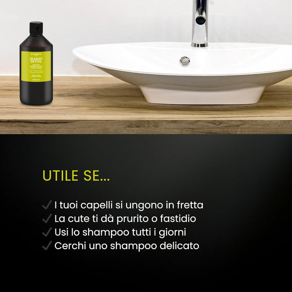 Shampoo Capelli Grassi Professionale, Seboregolatore & Purificante, Ideale per Cute Grassa, 1000ml