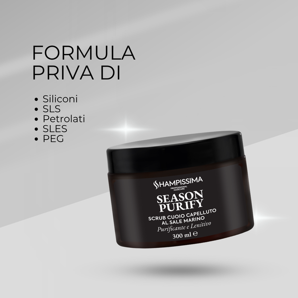 Scrub Cuoio Capelluto al Sale Marino, Purificante & Lenitivo, Ideale per Capelli Grassi e Cute Grassa, 300ml