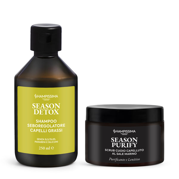 Shampoo Capelli Grassi Professionale 250ml + Scrub Cuoio Capelluto al Sale Marino 300ml - Trattamento Seboregolatore & Purificante
