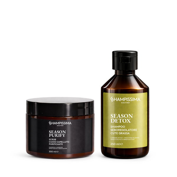 Shampoo Capelli Grassi Professionale 250ml + Scrub Cuoio Capelluto al Sale Marino 300ml - Trattamento Seboregolatore & Purificante
