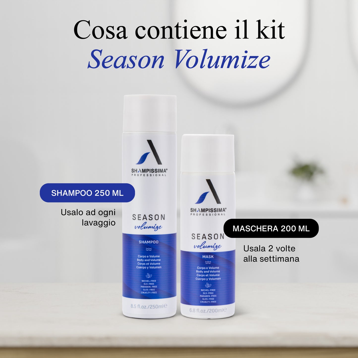 Shampoo e Maschera Volumizzante per Capelli Fini 250 ml + 200 ml