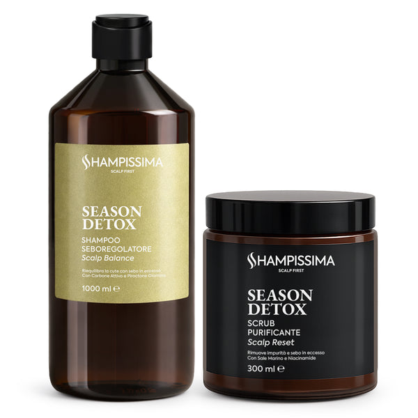 Shampoo Seboregolatore e Scrub Purificante per Capelli e Cute Grassa, 1000ml + 300ml