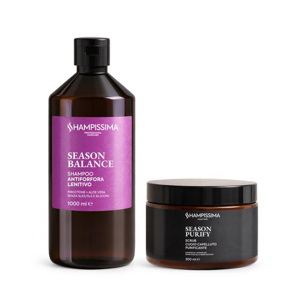 Shampoo Antiforfora Professionale 1000ml + Scrub Cuoio Capelluto al Sale Marino 300ml - Ideale per Cuoio Capelluto con Desquamazioni, Prurito e Arrossamenti