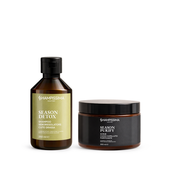 Shampoo Capelli Grassi Professionale 250ml + Scrub Cuoio Capelluto al Sale Marino 300ml - Trattamento Seboregolatore & Purificante